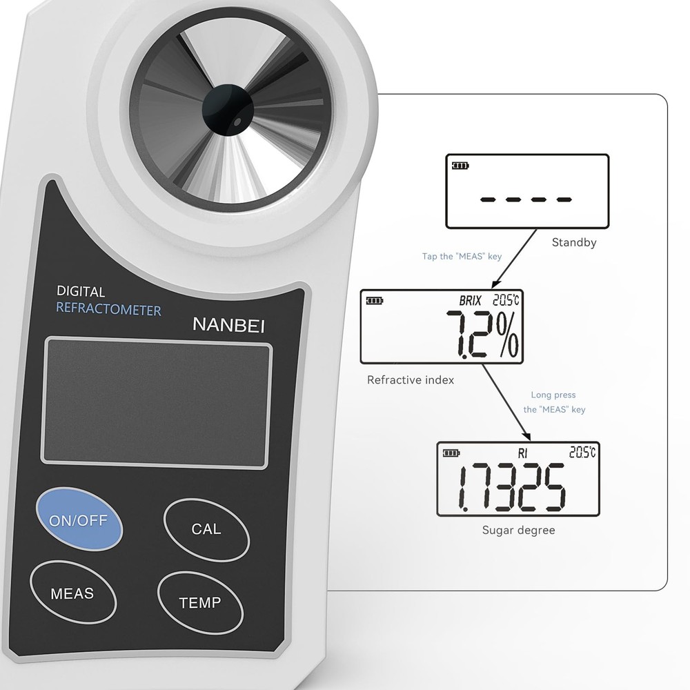 NANBEI 0-55% Digital brix Refractometer with ATC, Portable Brix Meter