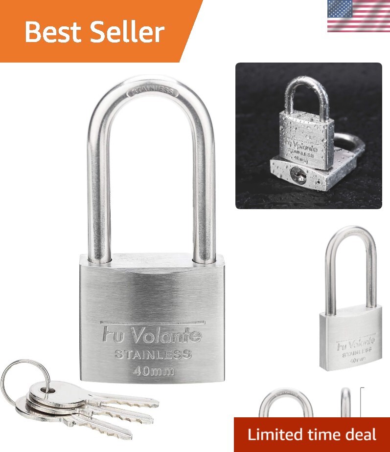 Weatherproof Stainless Steel Padlock with Rustproof Long Shackle for Outdoor ...