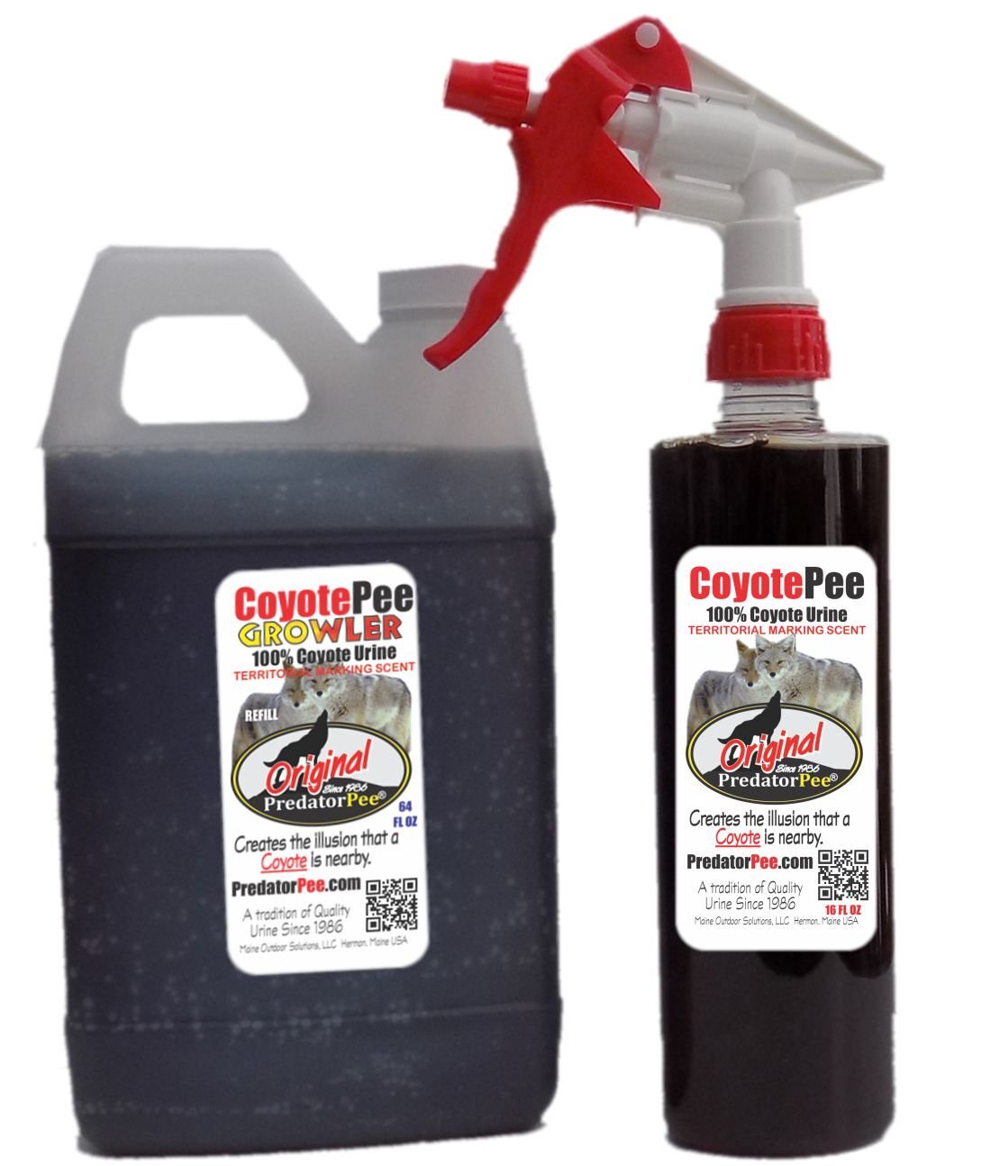 PredatorPee  100% Pure Coyote Urine  64oz Refill Jug 16oz Sprayer Combo