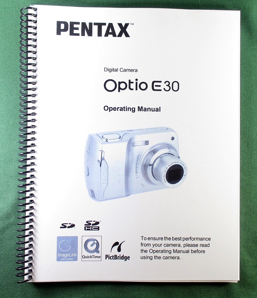 Ricoh Optio E30 OPerating Manual: 164 Pages & Protective Covers!