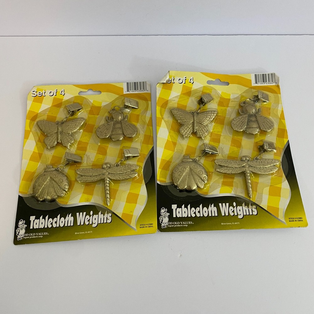 2 Packages Vintage Tablecloth Weights Clip On Bugs Gold