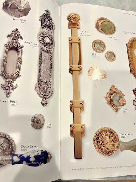 An amazing set of new Sherle Wagner gold plated door bolts