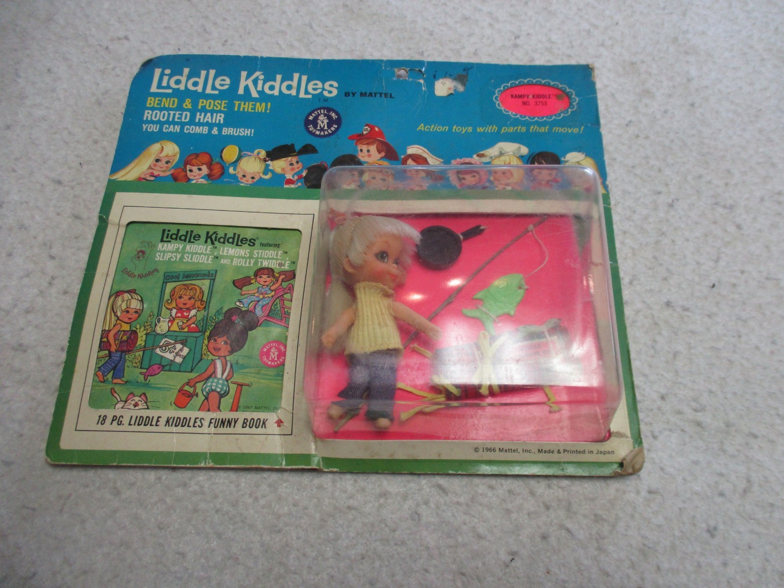 MATTEL LILDDLE KIDDLES KAMPY KIDDLE W/ FUNNY BOOK MOC 1966 NEW SEALED