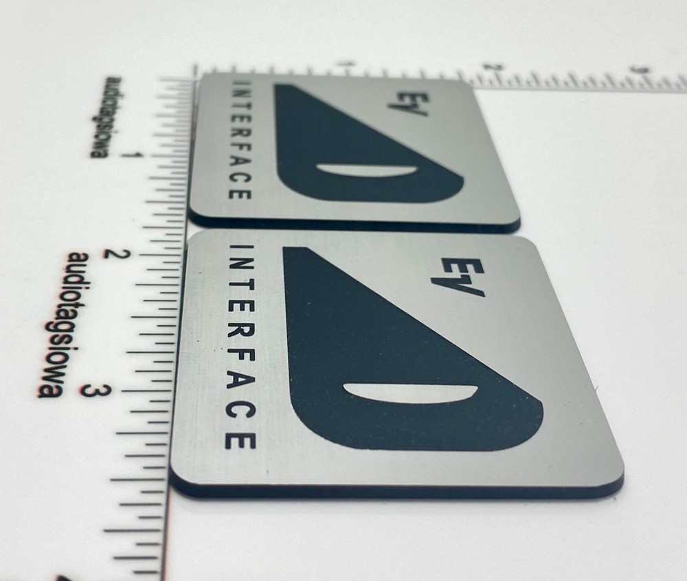 EV Electro-Voice Interface D Badge Logo Emblem Square Incised Acrylic PAIR