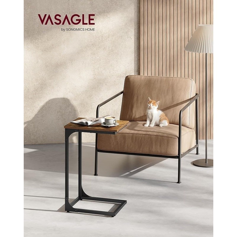 C Shaped Side Table Slim Design Sofa Bed Easy Assembly Durable Steel Frame New