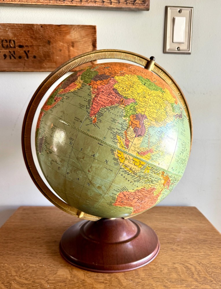 1940's Replogle 12" Reference Globe ~ Vtg World Globe on Stand