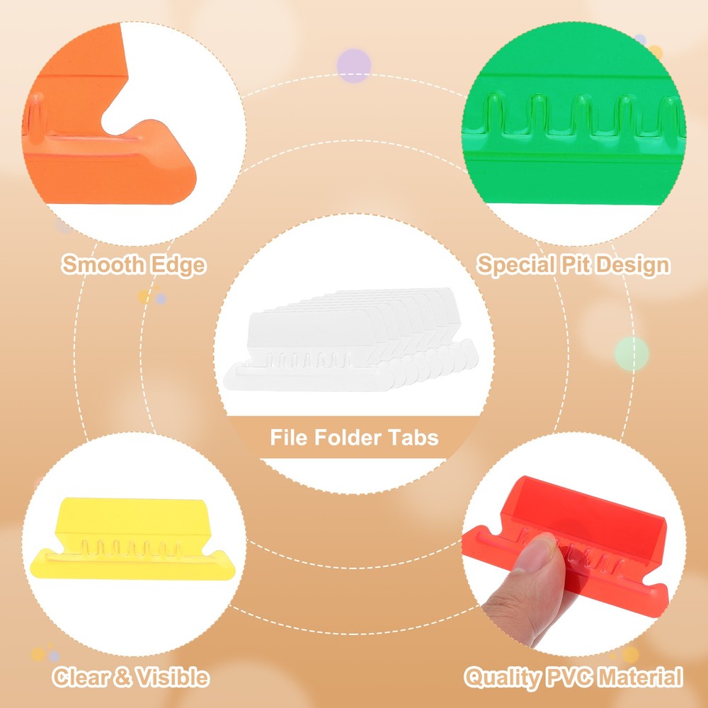 3" File Folder Labels, 48pcs File Folder Tabs with Inserts Labels, Orange Slot