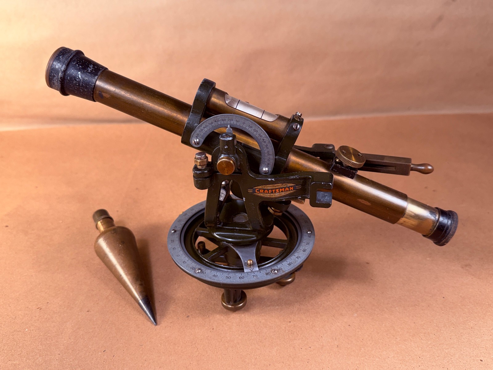 Vintage Brass Model 304.1 Sears Craftsman Farm Level Transit Surveyor w/ Case