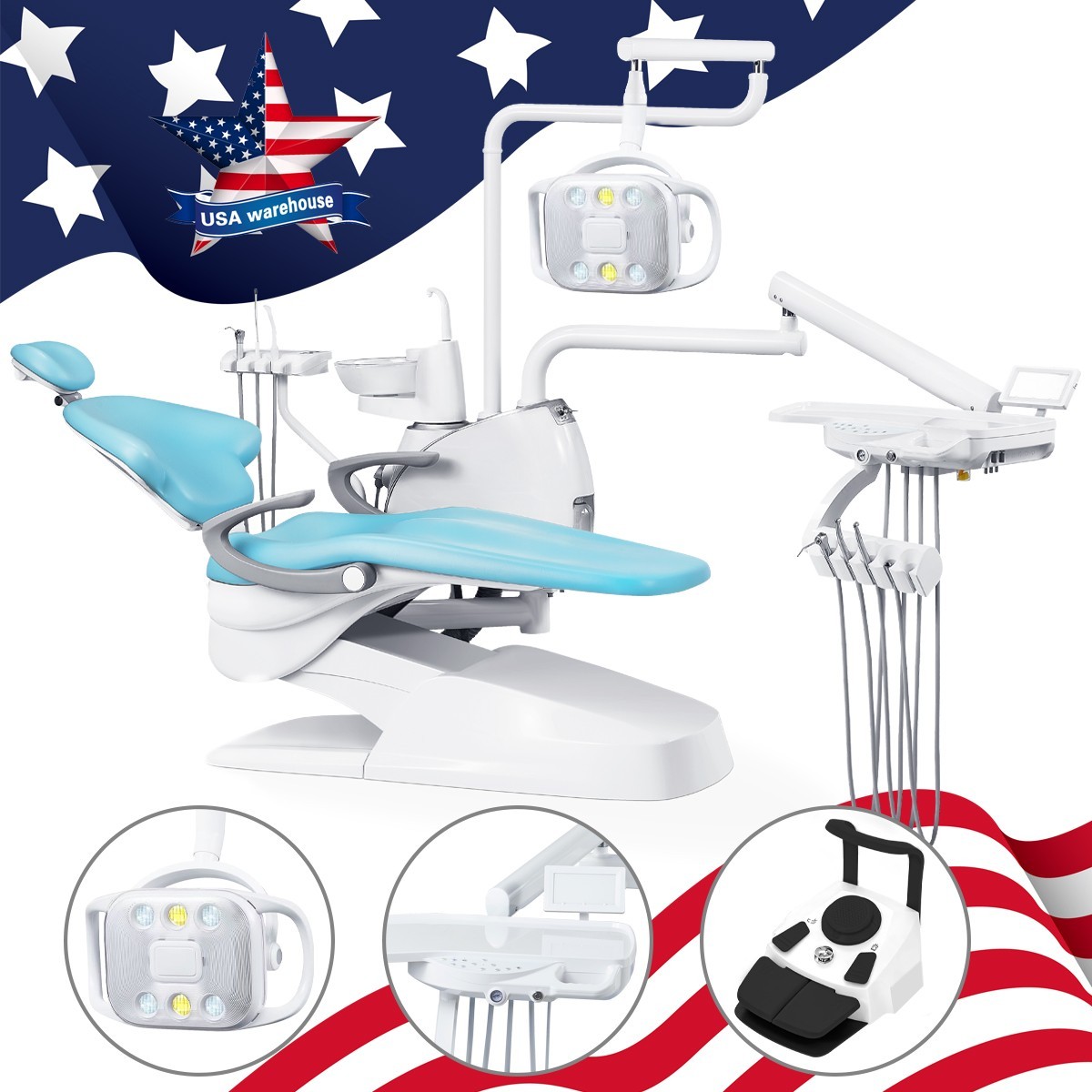 Dental Unit Chair DC Motor Computer Controlled PU Leather Integral Doctor Stool