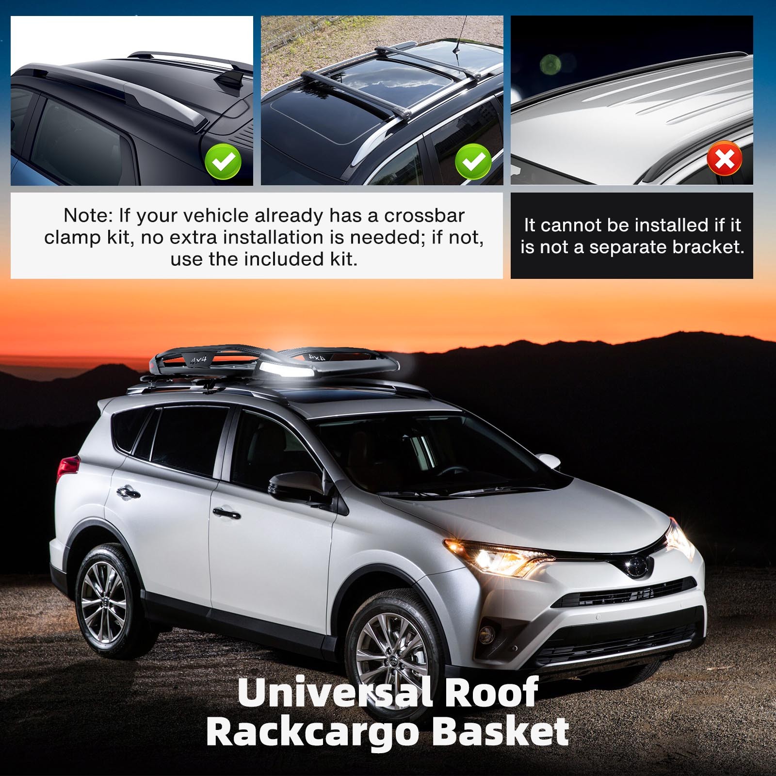 For Nissan Juke Aluminum Top Roof Rack Cargo Carrier Basket Holder w/ LED Lights