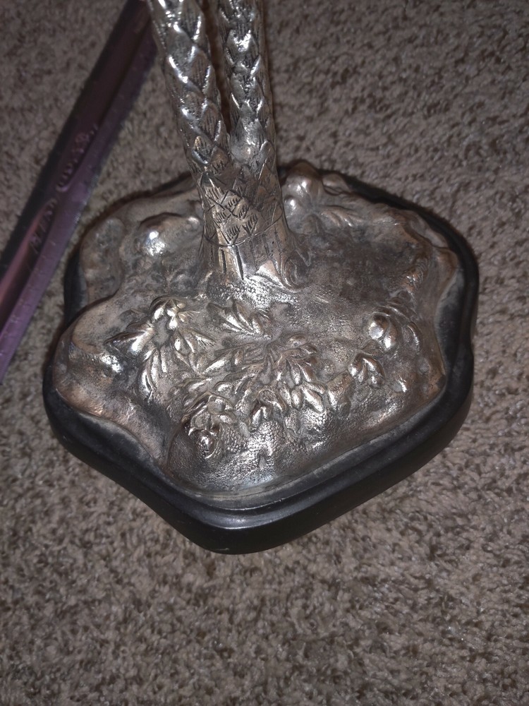 JIJ DESIGN Electro plated nickel silver ELEPHANT UNDER PALM TREE PLANT/BOWL