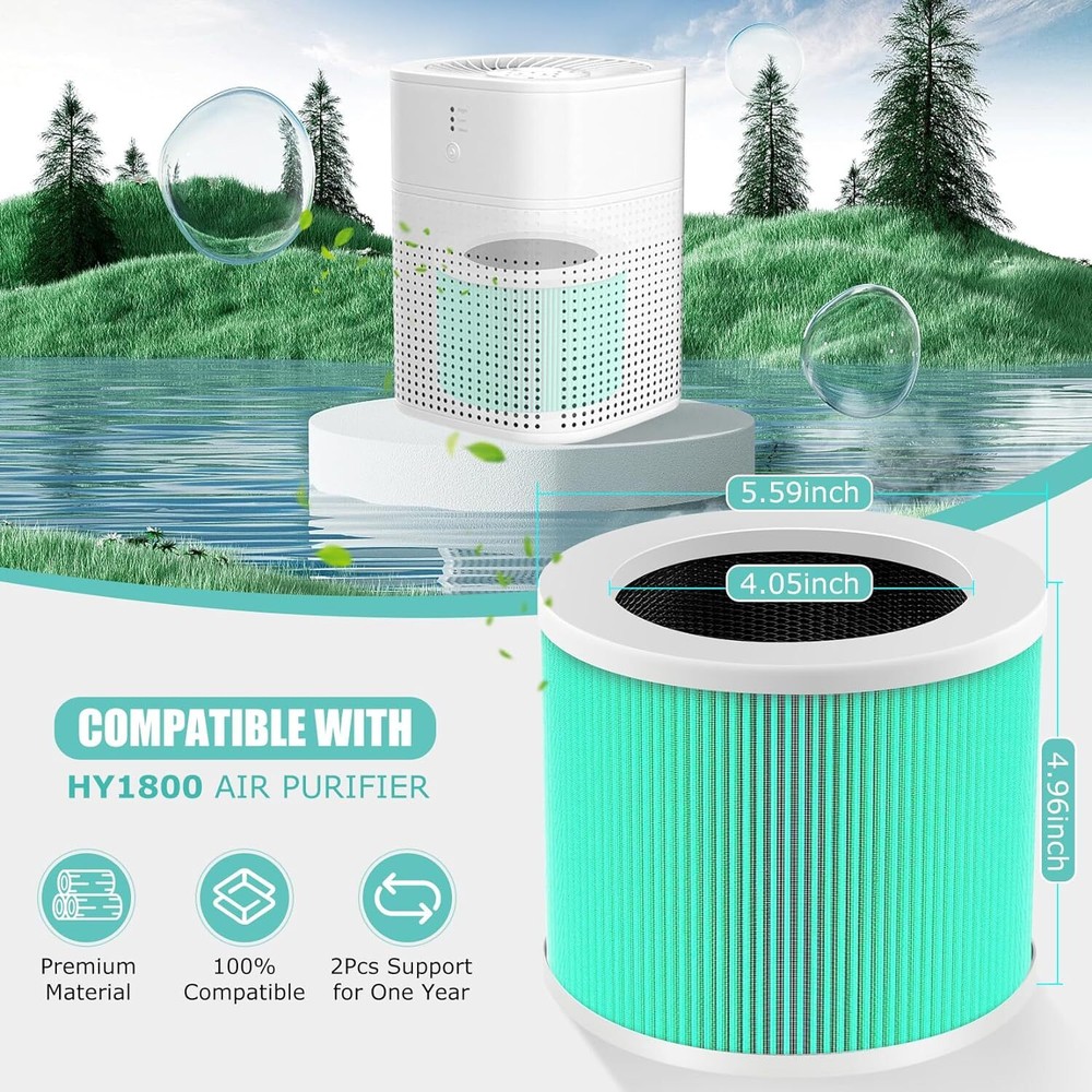 2pack HY1800 True HEPA Replacement Filter Compatible with MORENTO Air Purifier