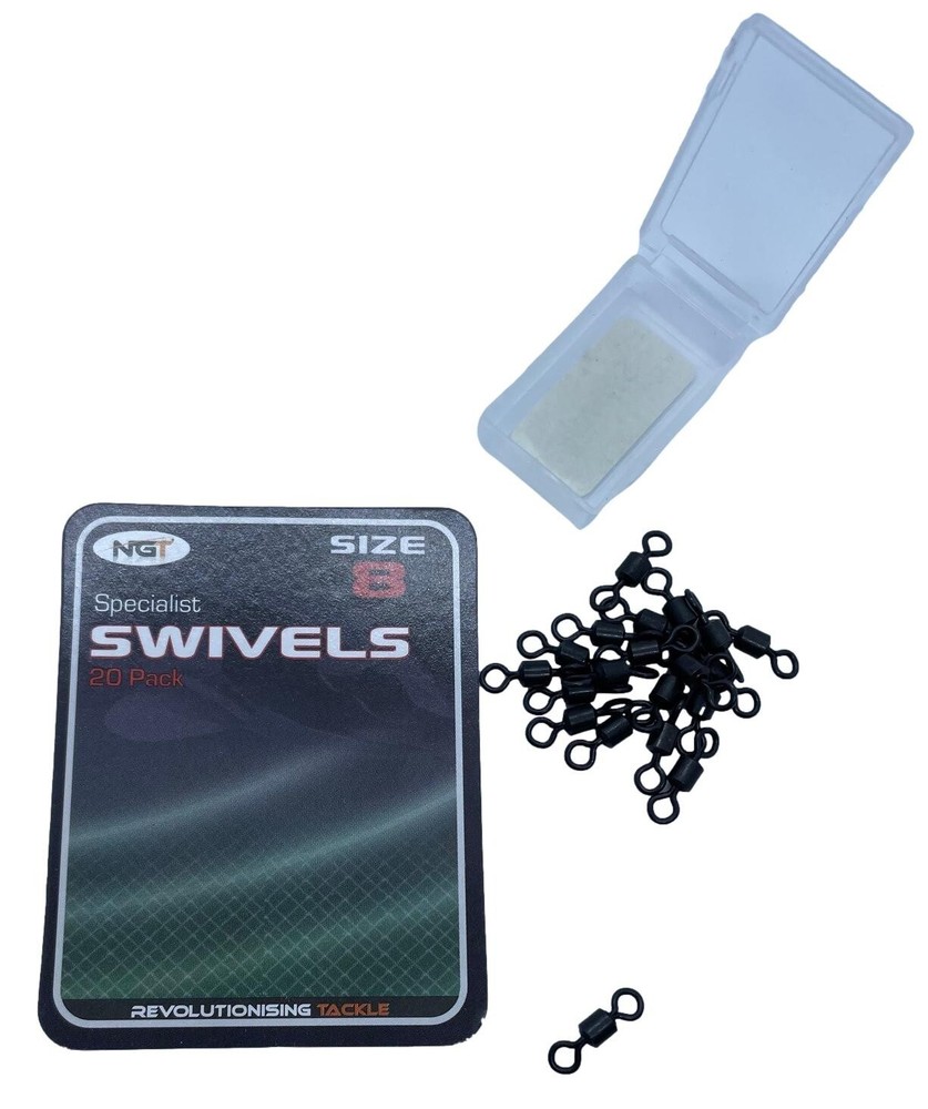 NGT Specialist Rolling Black Swivel 20 Pack - General Fishing