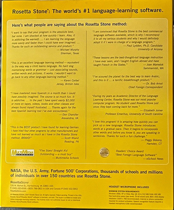 Rosetta Stone, Italian, Level 1, Version 3, WIN/MAC CD-ROM, Personal Edition
