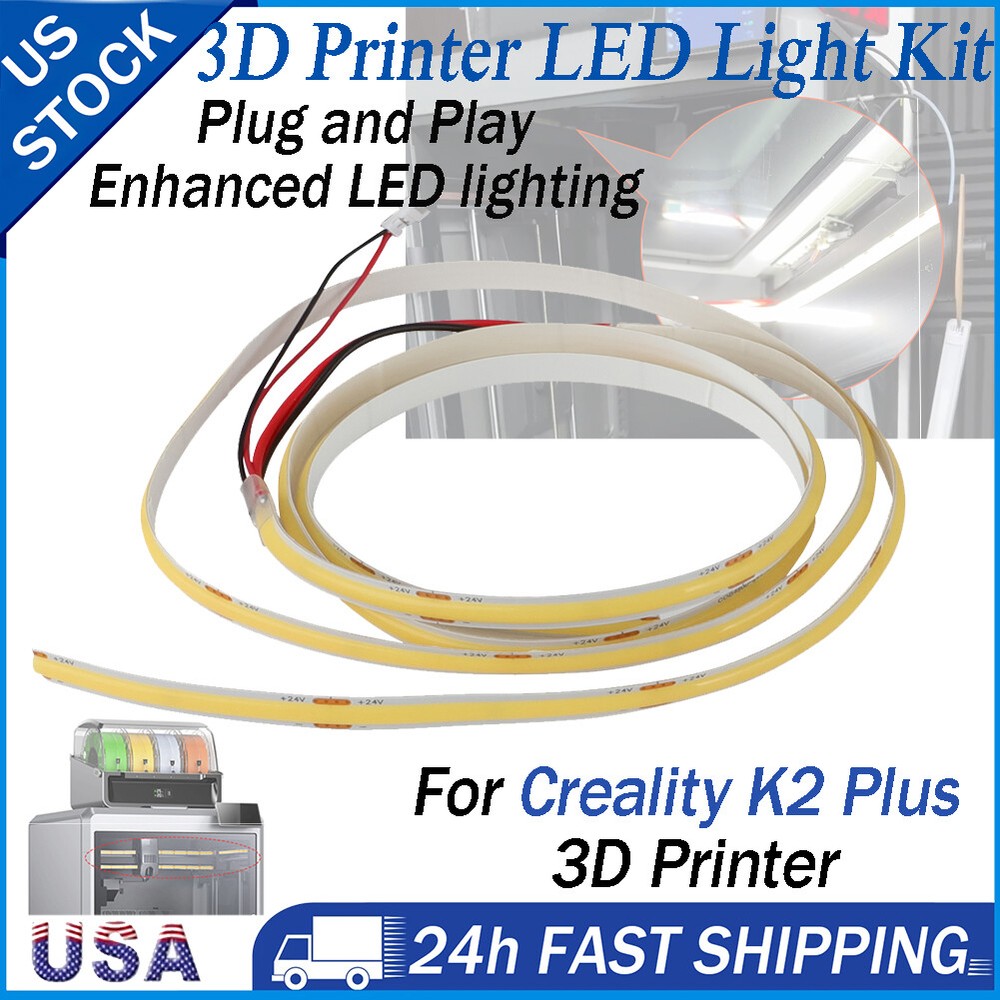 White LED Light COB Light Strip w/ Adhesive Kit For Creality K2 Plus 3D Printer