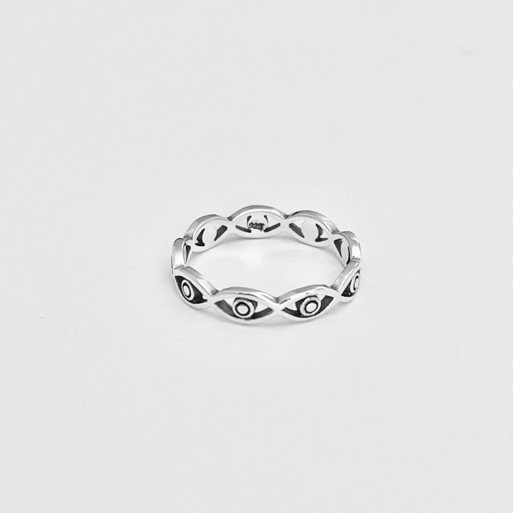 Sterling Silver Eternity All Seeing Eye Ring, Silver Rings, Religious Ring