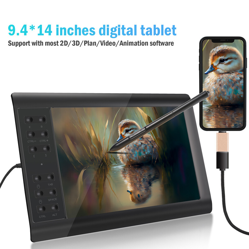 Animation Digital Graphics Drawing Tablet 12 Hot Keys for Windows/Mac/Android