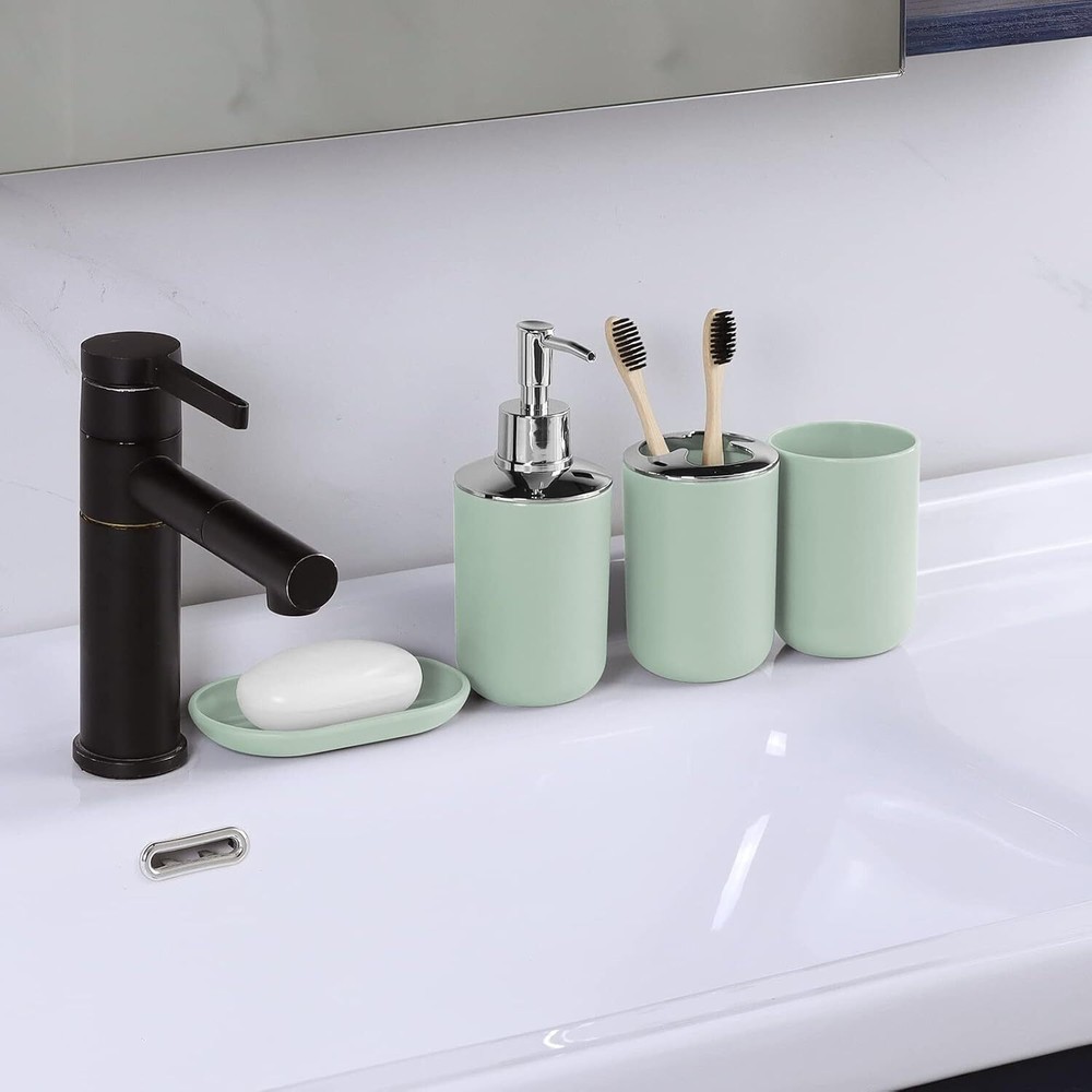 Bathroom Accessory Set, Green Bathroom Set, Bathroom Accessory 7 Piece Set