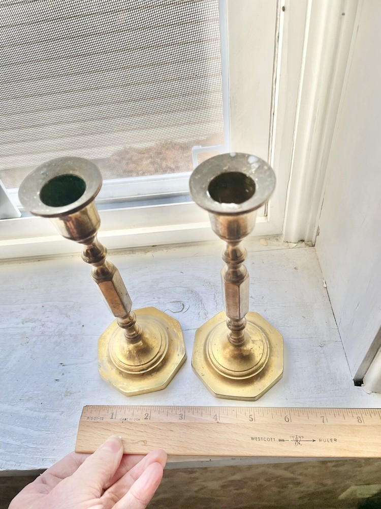 PAIR OF VINTAGE RUSTIC CANDLESTICKS