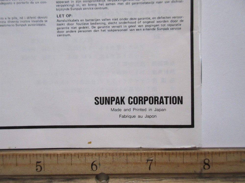 SUNPAK Thyristor auto 388 Owner's Manual