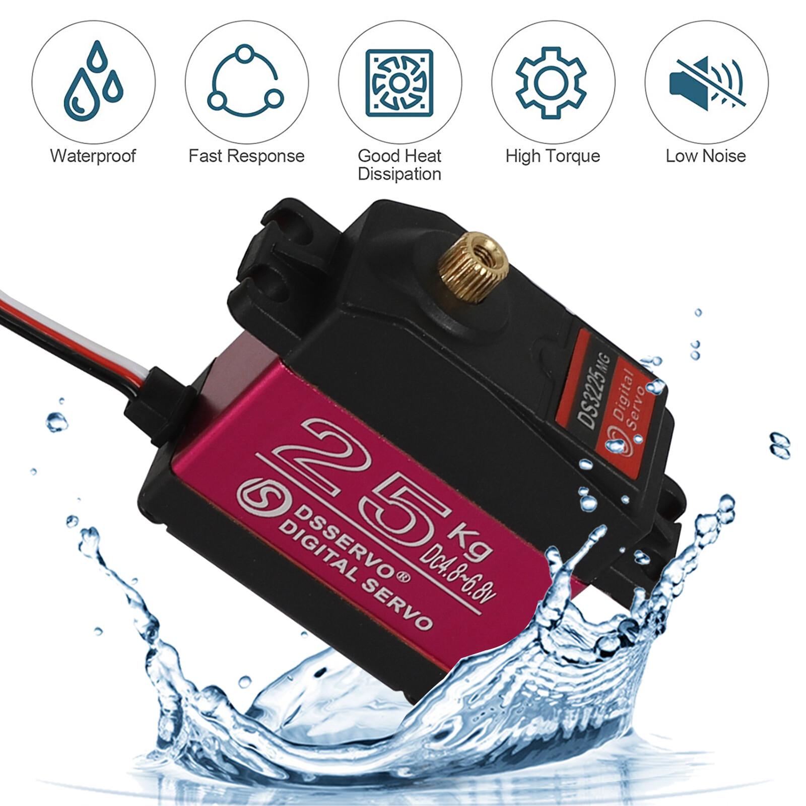 DS3225 25KG Metal Gear Digital Servo Waterproof High Torque for 1/8 1/10 RC Car