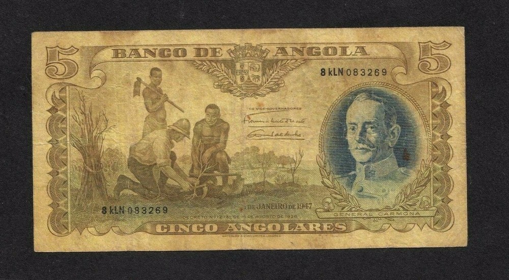 Angola 5 angolares 1947 P-77 VG+