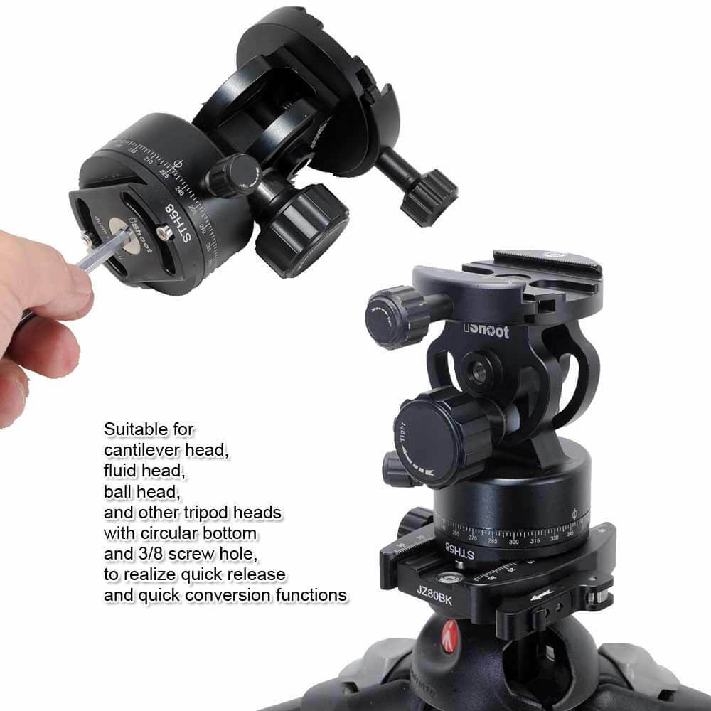 Tripod Head Mount Converter Arca Fit Quick Release Plate Adapter for Ballhead