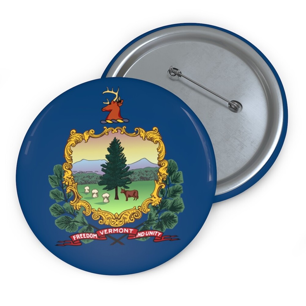Official State of Vermont Flag Button