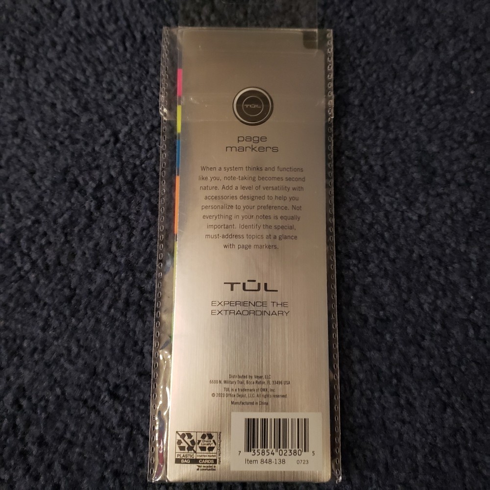 TUL Junior Size Note-taking System Tab Task Pad Markers