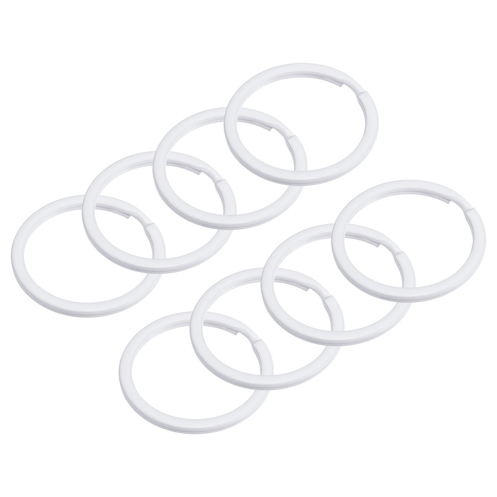 Split Keychain Rings 30mm/1.2inch Round Flat Key Holder White 8Pcs