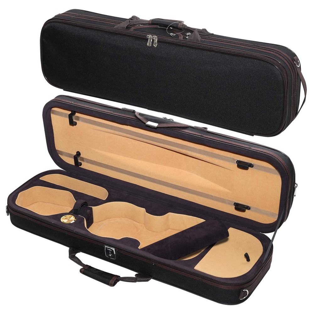 Light Violin Case - 1/2 Size 3.0lb Hard Shell - Black, NF-5003