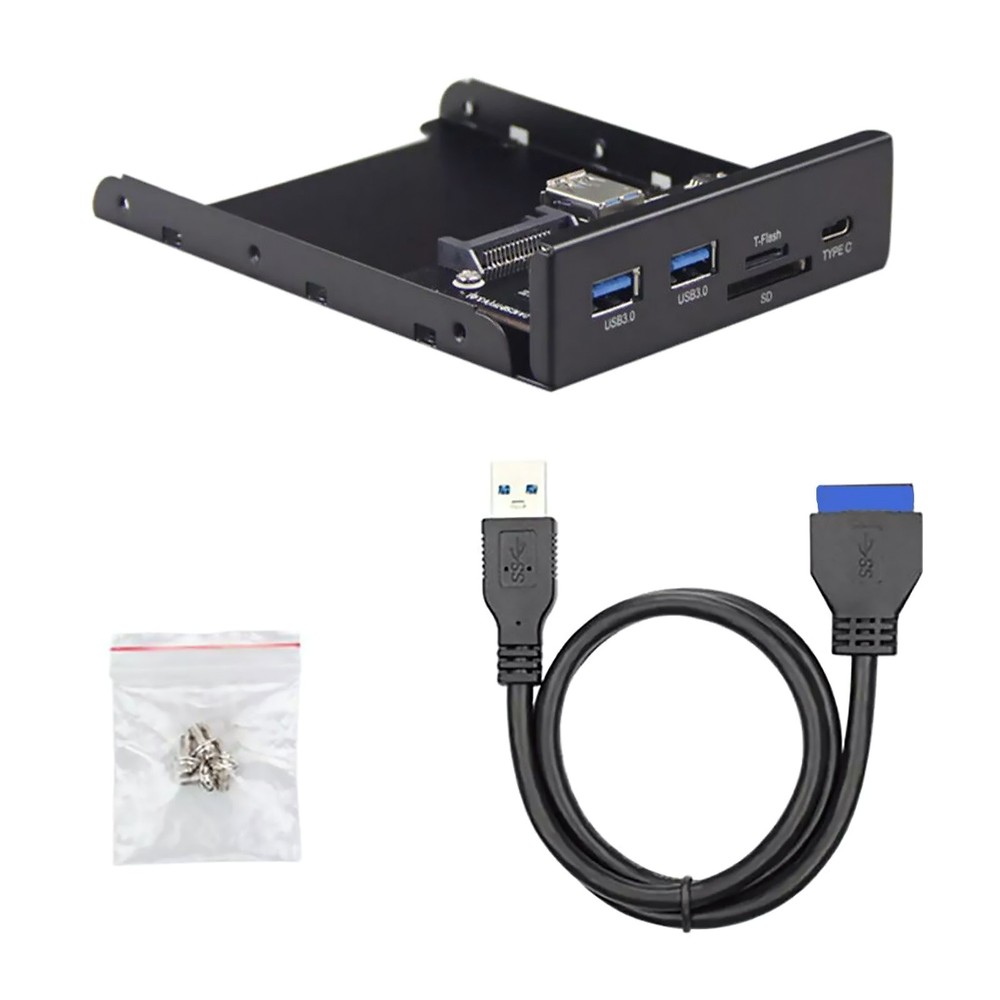 Front Panel 20Pin to 1*Type-C 2*USB 3.0 Type-A 1*Micro SD/TF 5Gbps Plug and Play