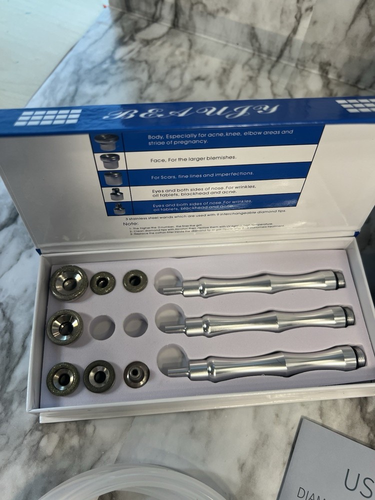 Skin System Diamond Microdermabrasion Machine Adjustable Intensity Tips & Wands