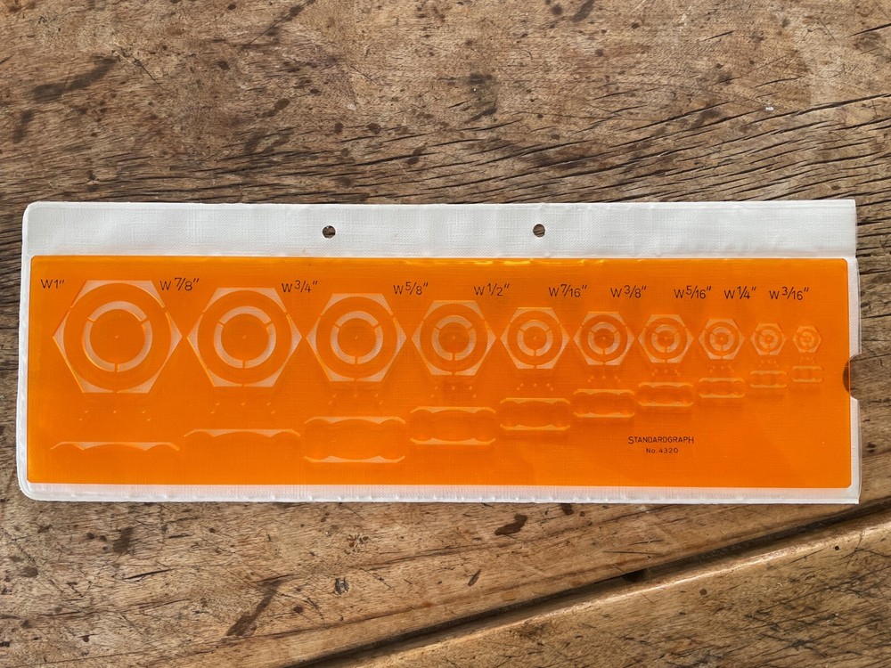 Two Vintage Standardgraph Stencils: Curves & Ellipses; Hexagonal Nut Templates