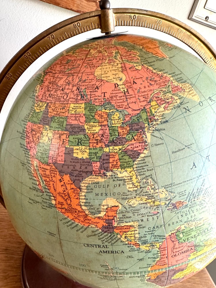 1940's Replogle 12" Reference Globe ~ Vtg World Globe on Stand
