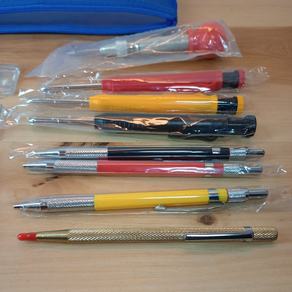 32x Carpenter Pencil Set Deep Hole Marker Built-in Sharpener Carbide Scribe Mark