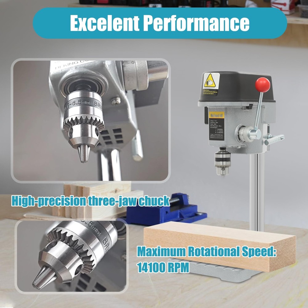 Mini Benchtop Press, 340W 110V Tabletop Machine with 3-Speed Adjustable 0–141...