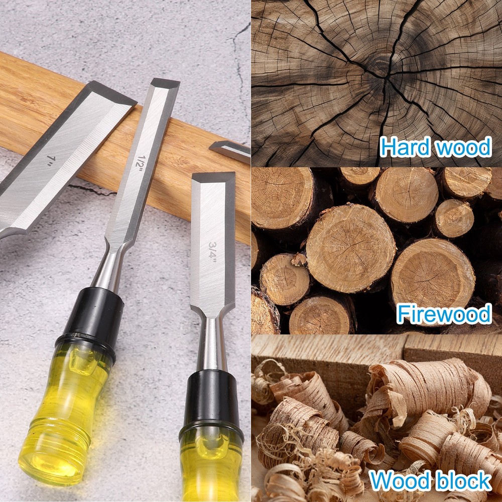 Wood Chisel 1/2" Beveled Edge Blade Woodworking Hand Tools with Caps