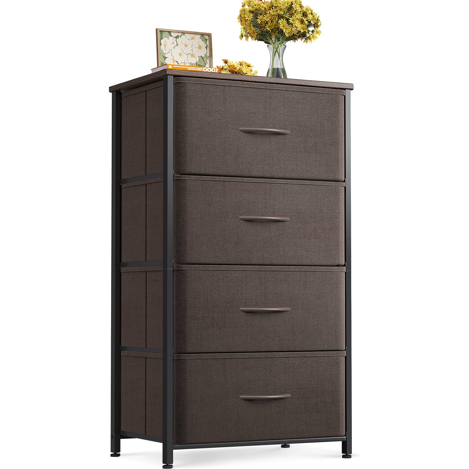 Dresser for Bedroom with 4 Storage Drawers, Small Dresser Chest of Drawers