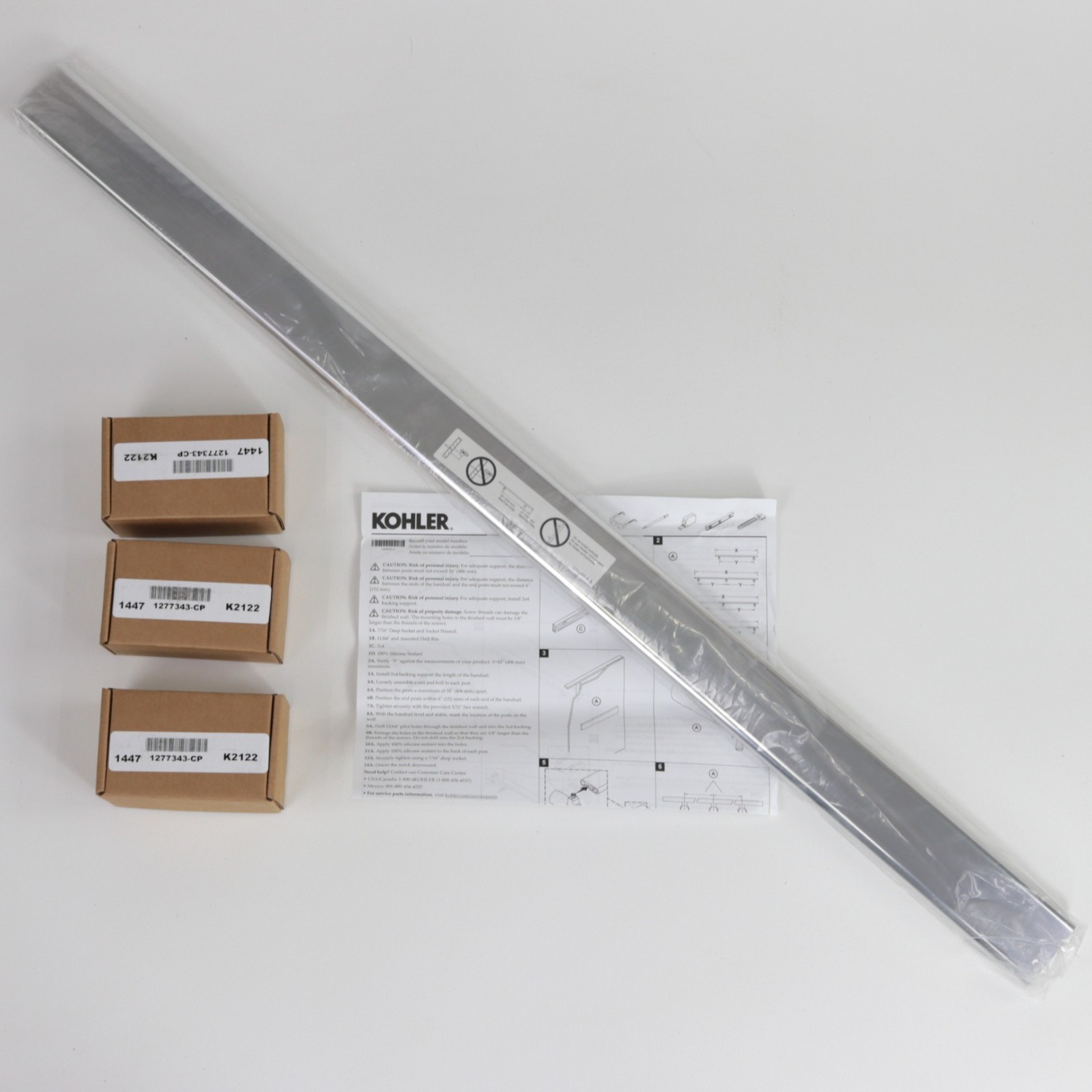 Kohler 97626-SHP 36" Choreograph Shower Barre in Polished Silver, Open Box