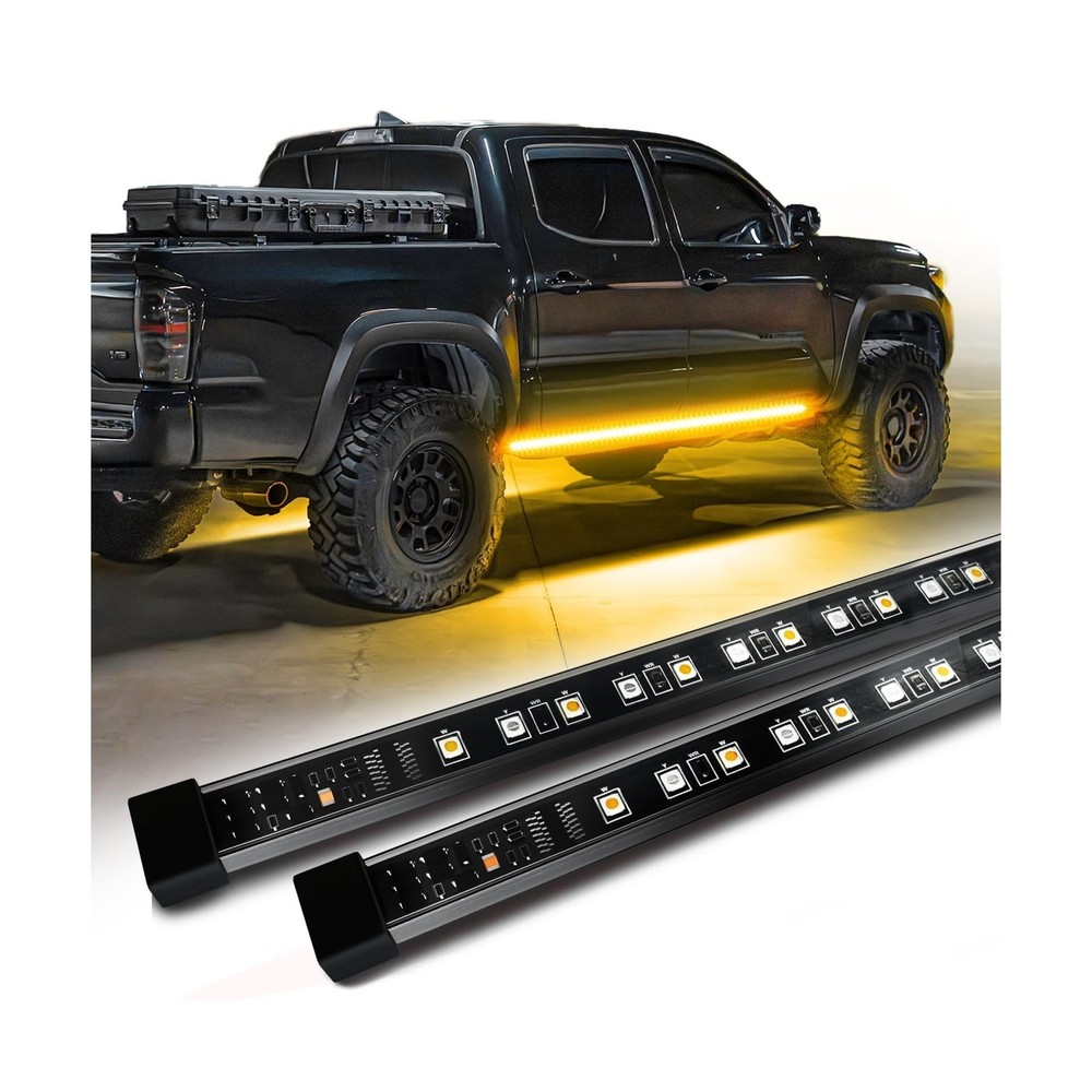 OPT7 Sidekick 86" Running Board Lights 2PCS LED Strips w/Sequential Amber Tur...