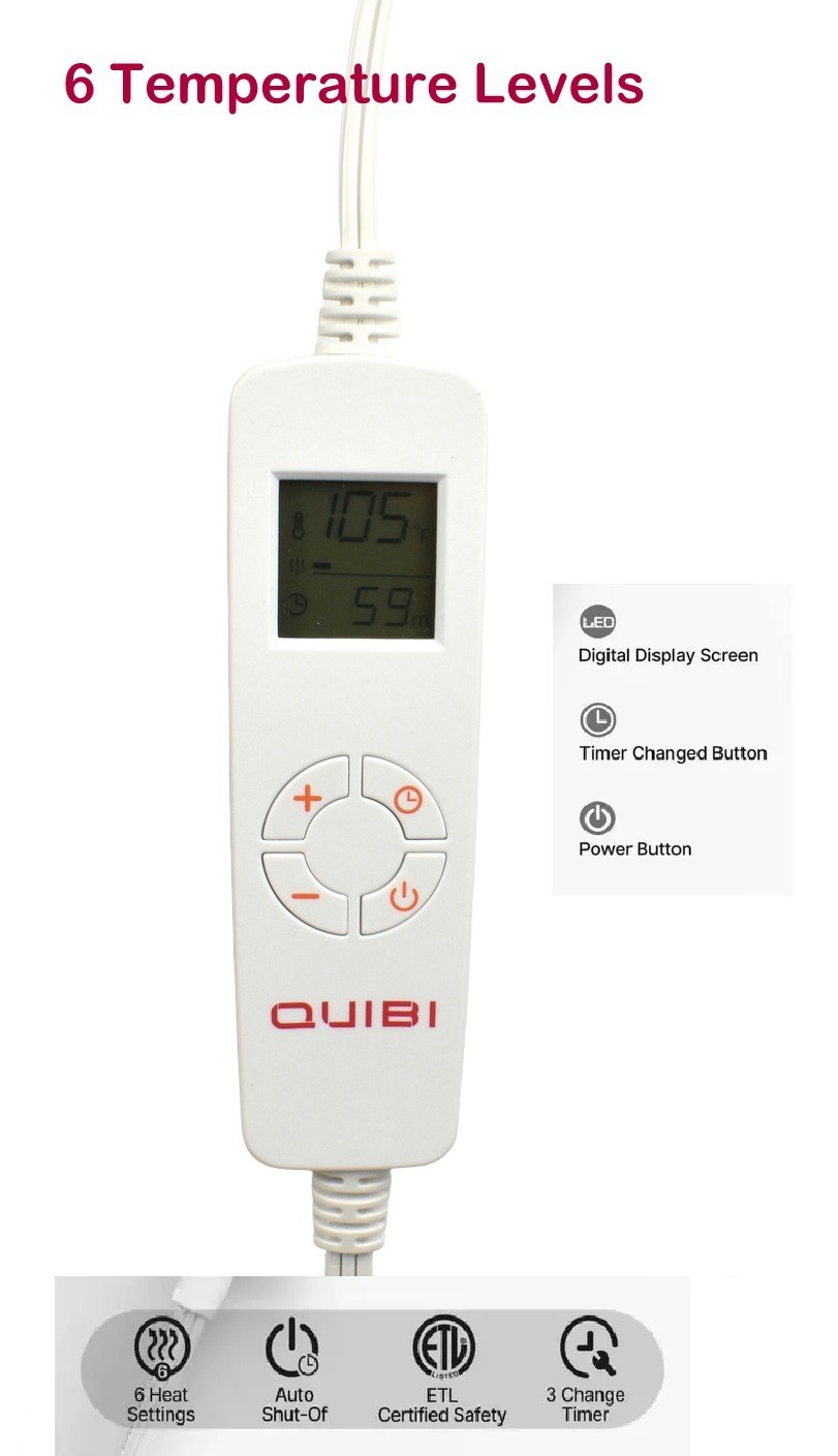 Back & Neck Electric Heating Warmer Pad 24 x 37 in. 6 Heat Levels 3 Timers Brown