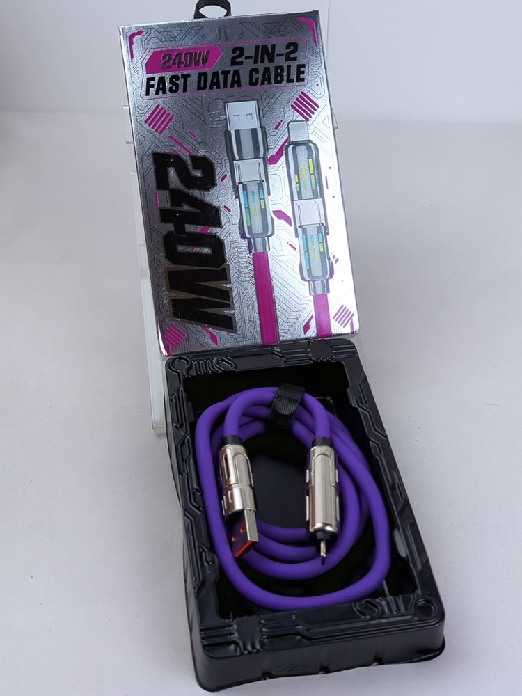 240W FAST CHARGING DATA CABLE, USB-C + USB-A / USB-C + APPLE, 4 FT