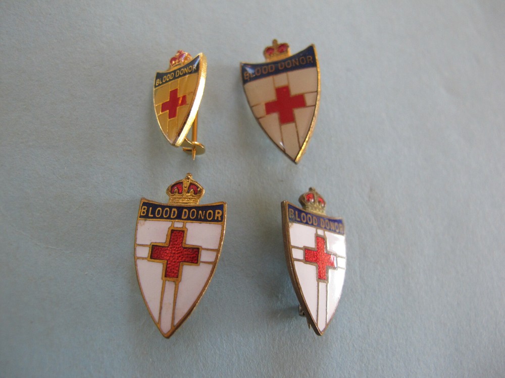 4 older Blood Donor Lapel Badges