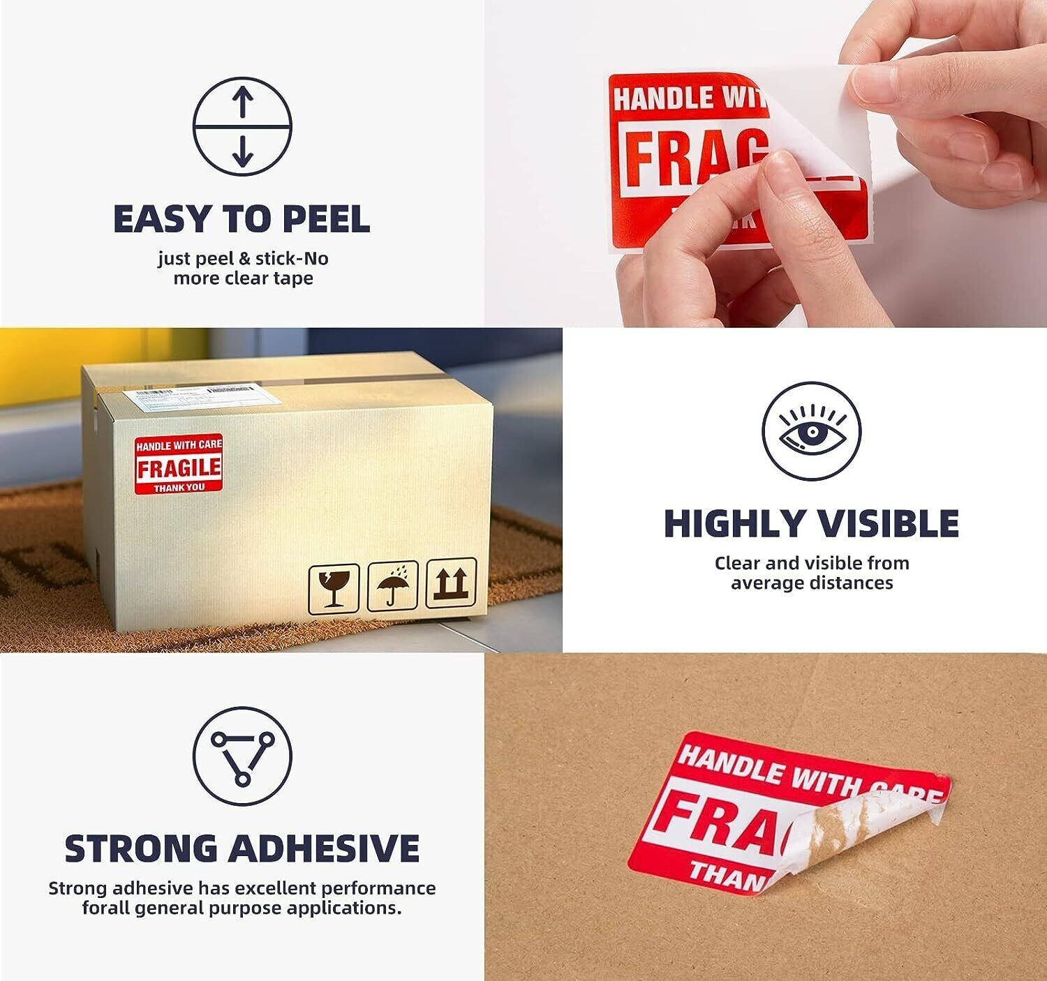 5 FRAGILE Handle with Care DOT 2x3 inch Shipping Label Sticker UPS Fedex USPS