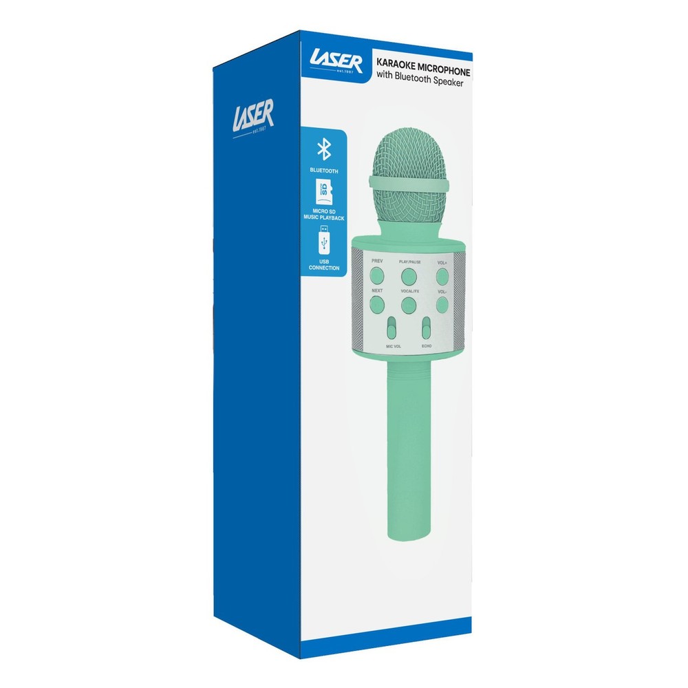 Laser Karaoke Microphone Aquatic Awe Bluetooth Wireless Singing Mic