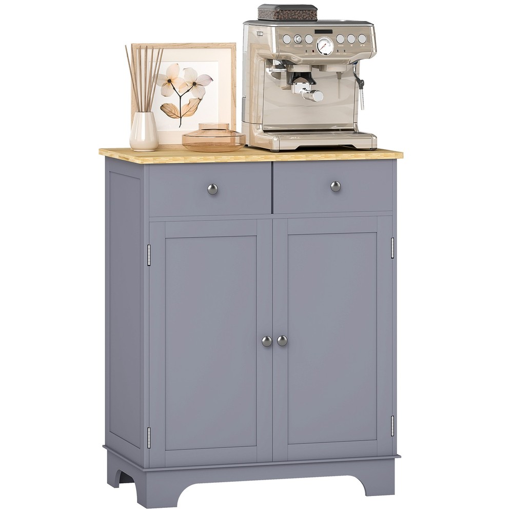 Kitchen Storage Cupboard Organizer Cabinet w/2 Drawers & Adjustable Shelf, White