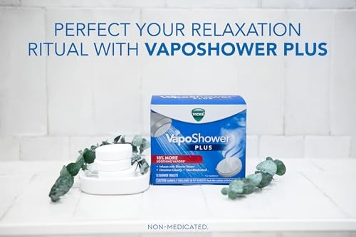 Vicks VapoShower Plus Eucalyptus & Menthol Shower Steamers, 12 Count