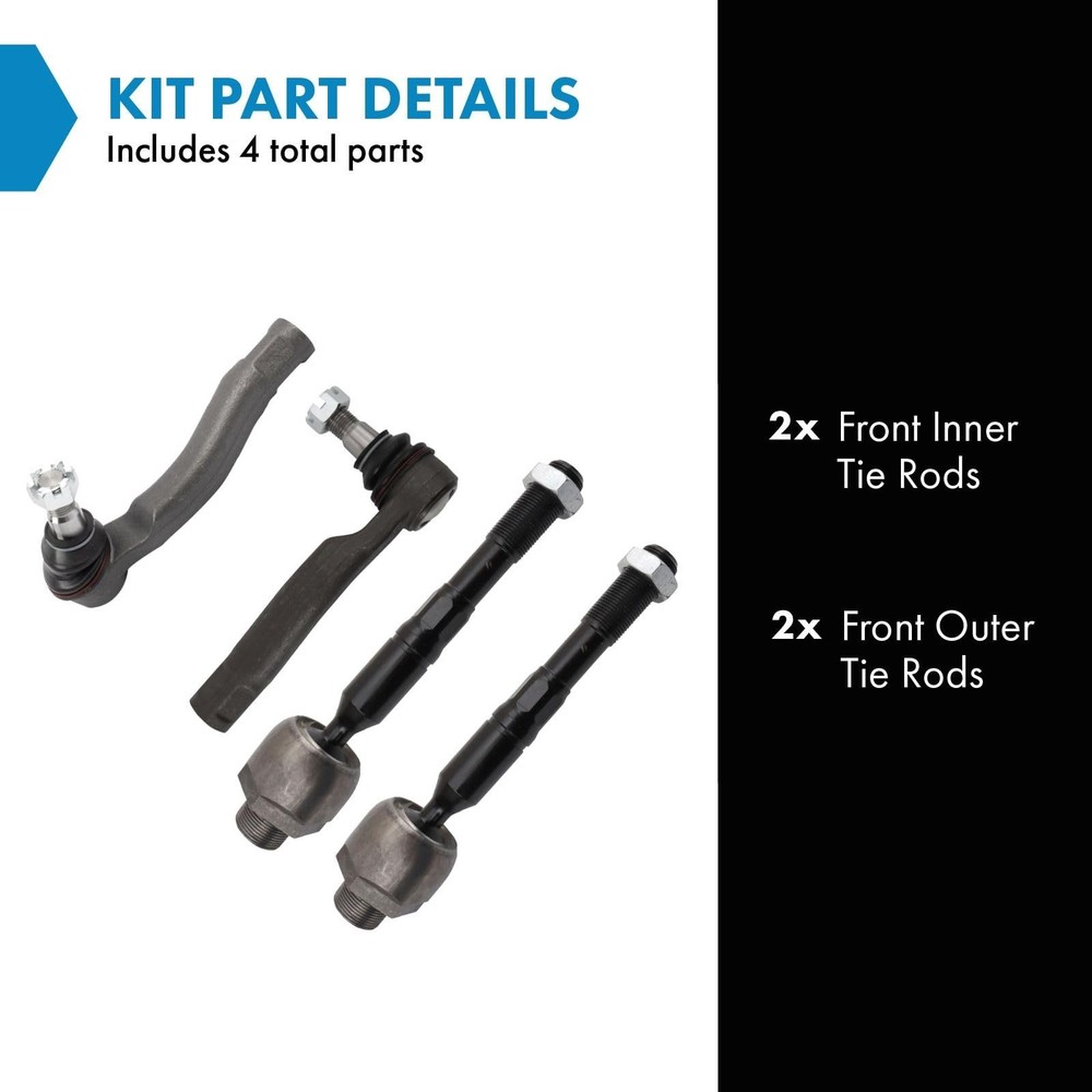 TRQ Front Inner and Outer Tie Rod Set 4 Piece Compatible with 2003-2007 Lexus...