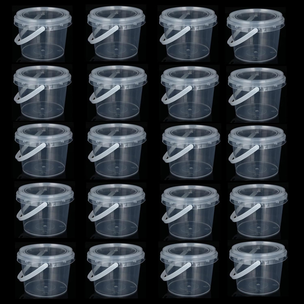 17Oz Plastic Storage Jars with Lids and Handle - 20 Pack for DIY Crafts